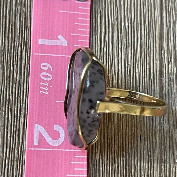 Spectacular Translucent Dendritic Agate Ring 14k Solid Gold (6.5) - Picture 15 of 16